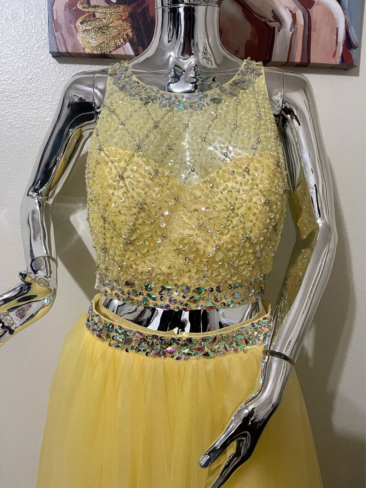 Size 12 Yellow Ball Gown on Queenly