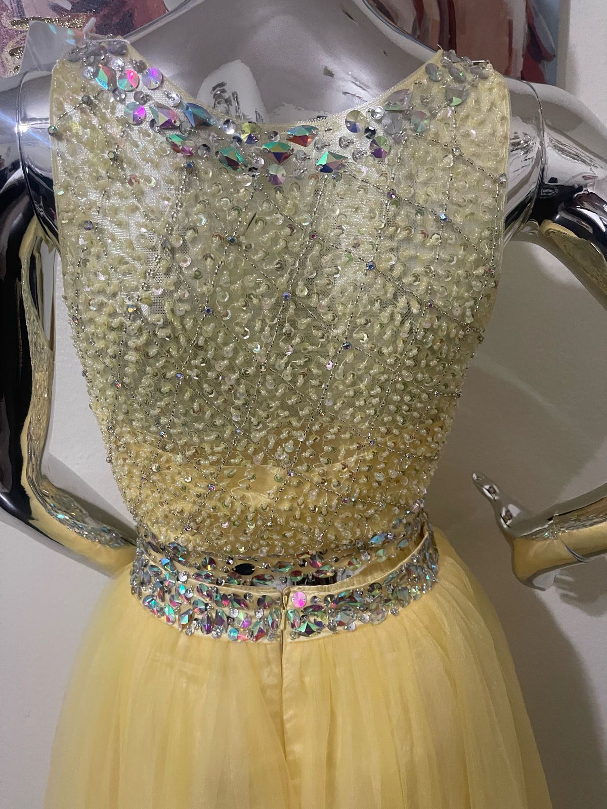Size 12 Yellow Ball Gown on Queenly