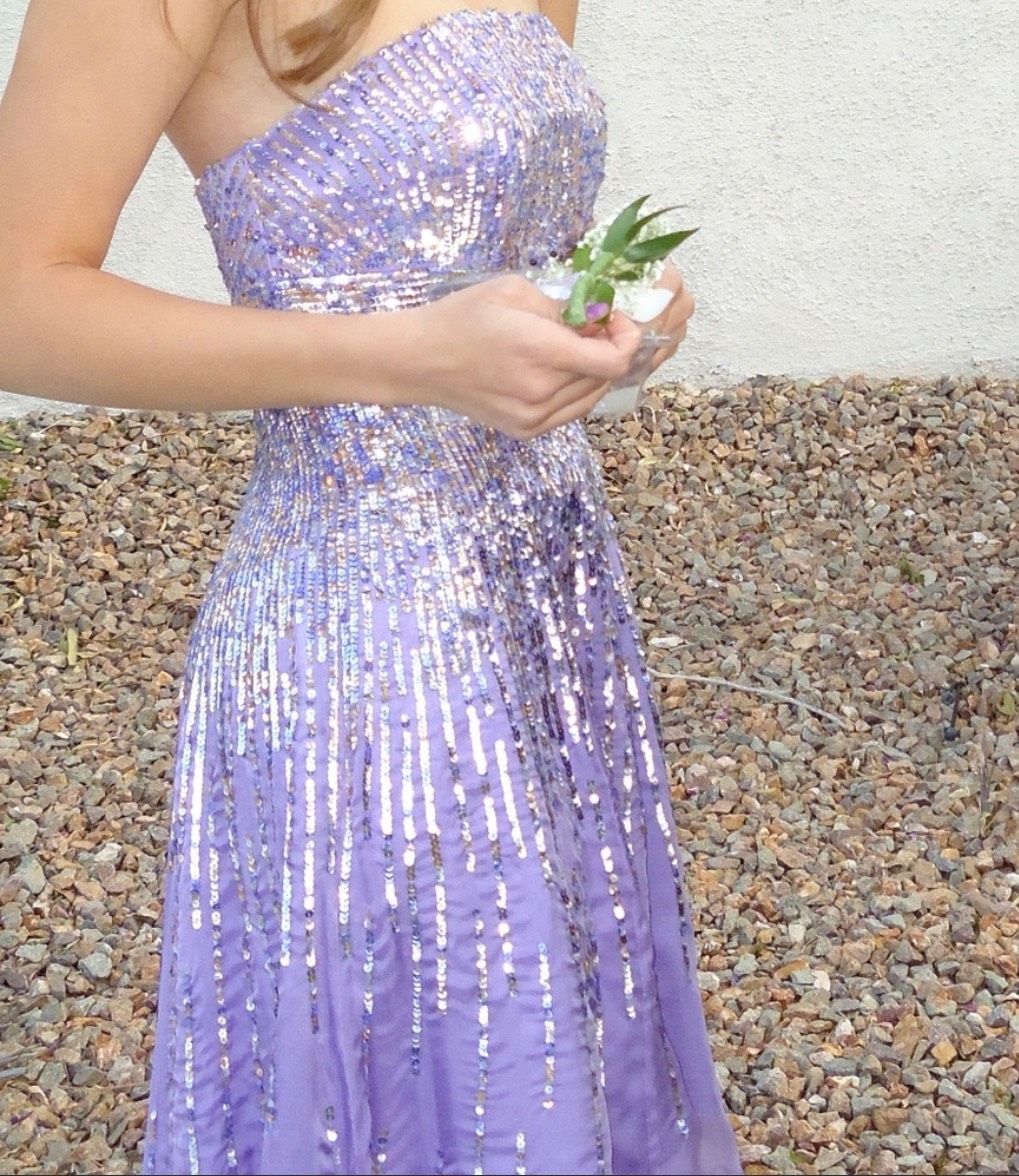 Sherri Hill Size 0 Prom Strapless Sequined Light Purple Floor Length Maxi on Queenly