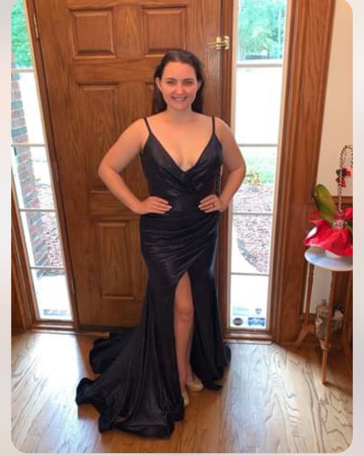 Jovani Size 6 Prom Blue Side Slit Dress on Queenly