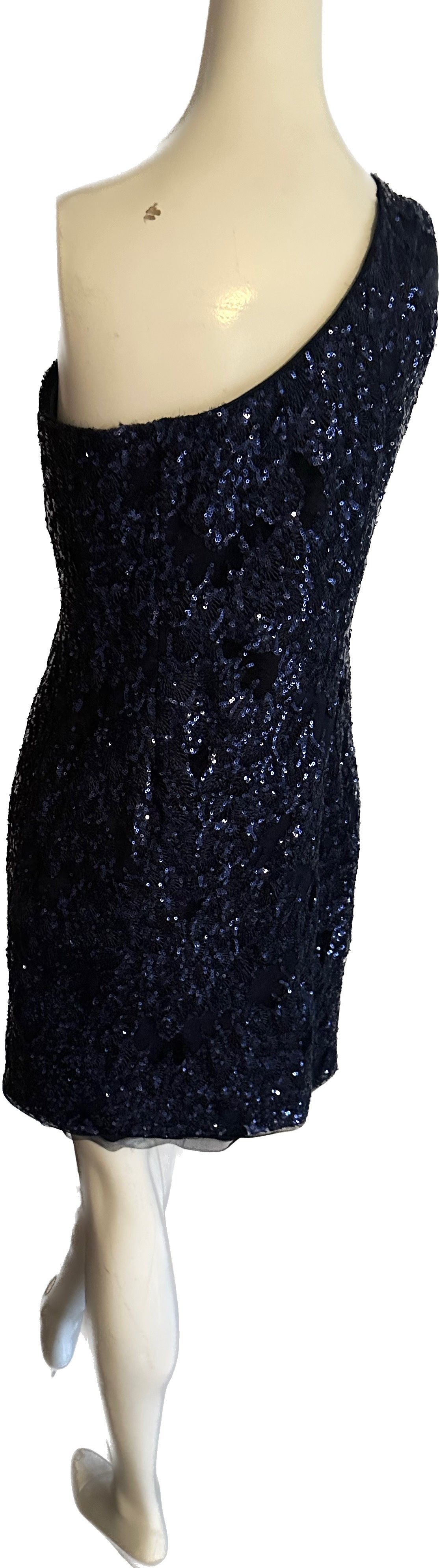 Aidan Maddox Size 10 Sequined Blue Cocktail Dress on Queenly