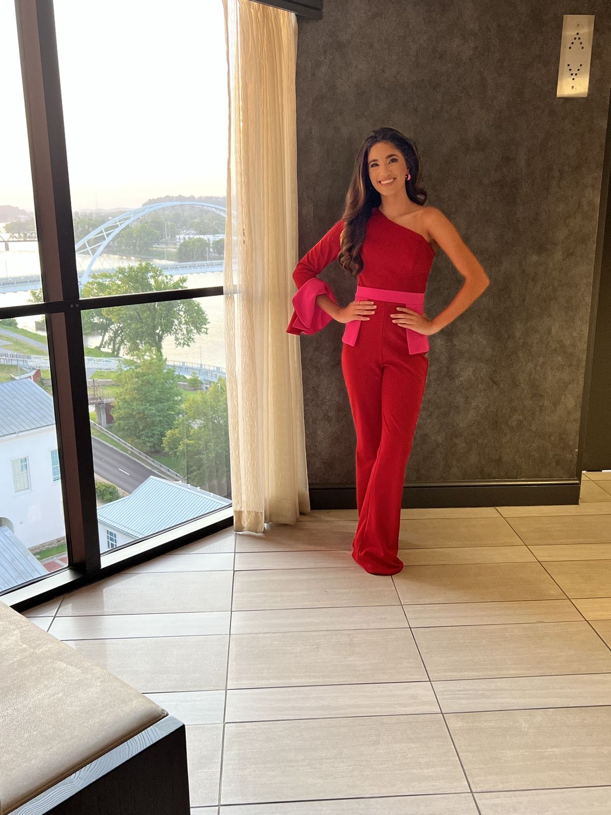 Fernando Wong Size 0 Pageant Red Formal Jumpsuit on Queenly