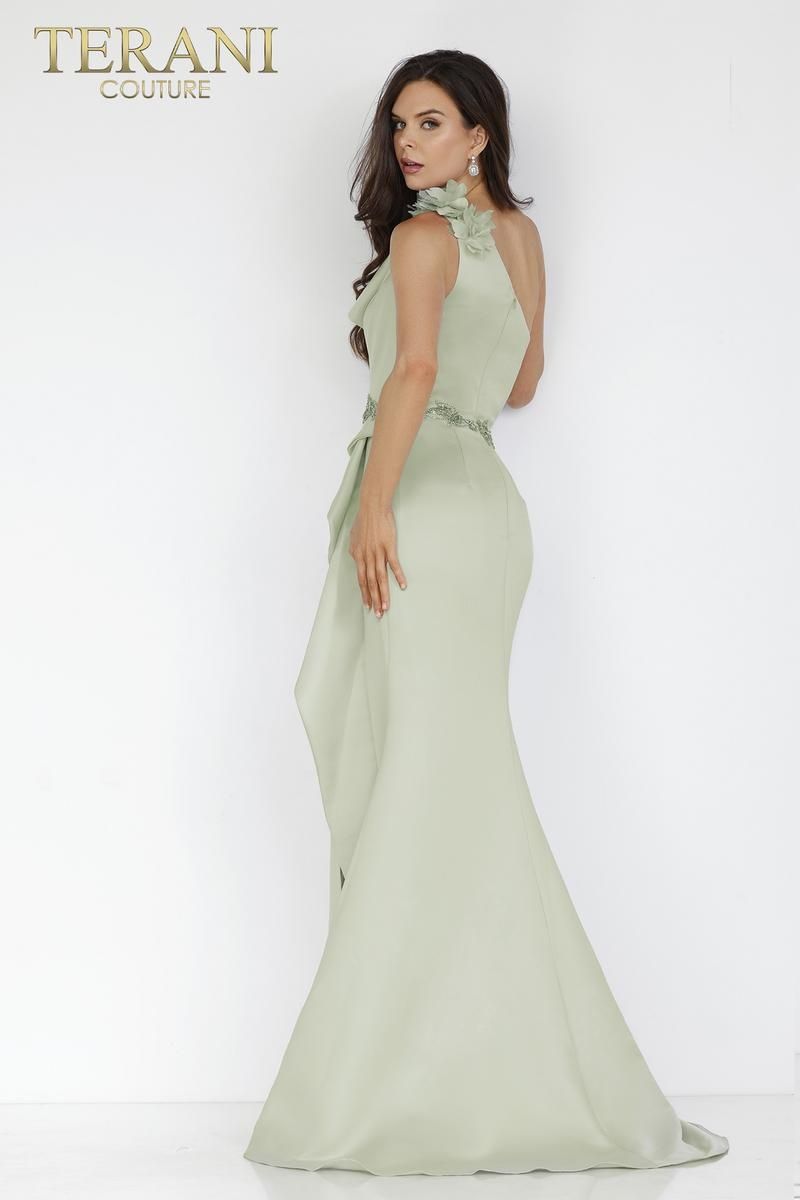 Style 231E0309 Terani Couture Plus Size 18 Pageant Green Side Slit Dress on Queenly