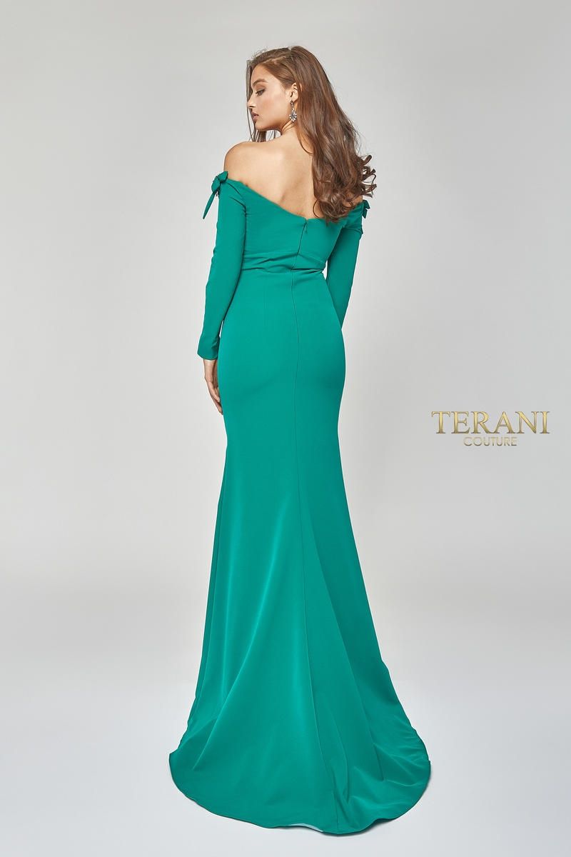 Style 1921E0117 Terani Couture Size 2 Emerald Green Floor Length Maxi on Queenly