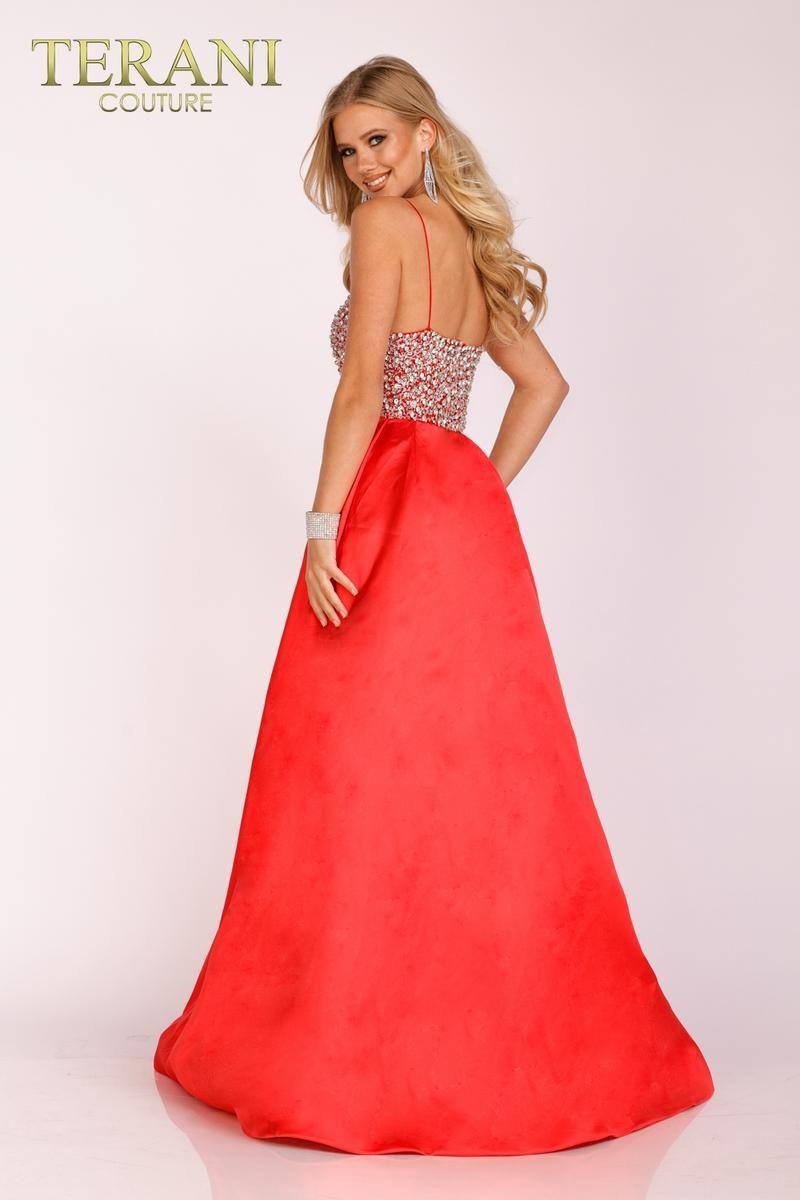 Style 231P0087 Terani Couture Plus Size 16 Prom Red Ball Gown on Queenly