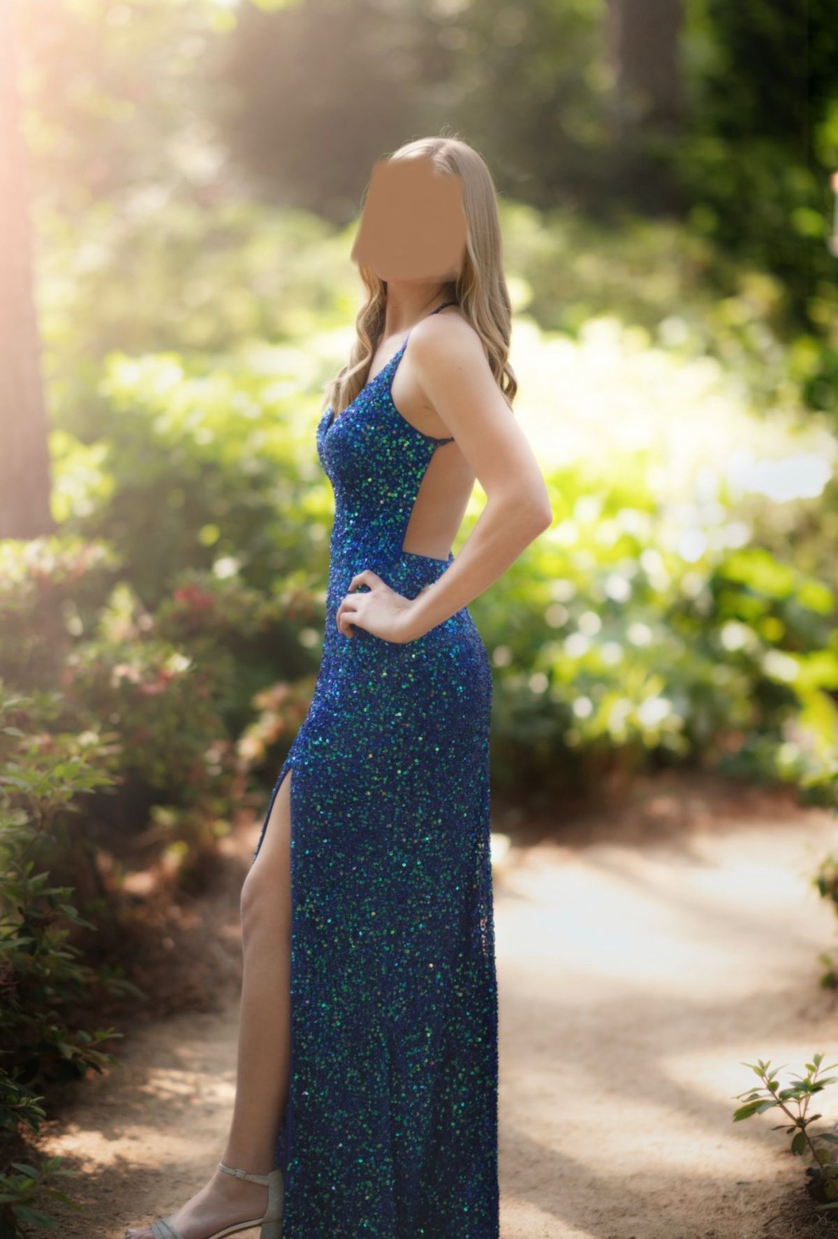 Size 6 Prom Blue Side Slit Dress on Queenly