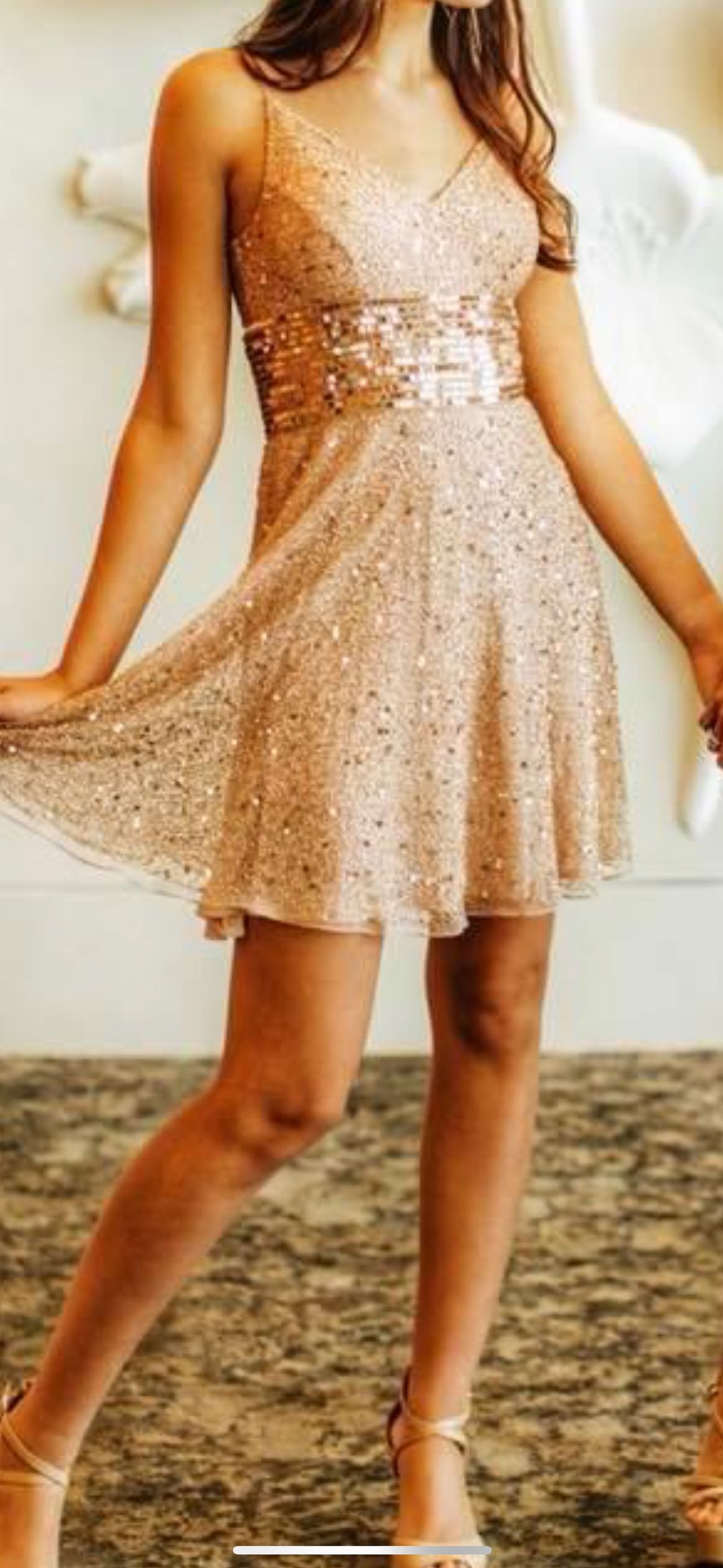 Ashley Lauren Size 6 Pageant Rose Gold Cocktail Dress on Queenly