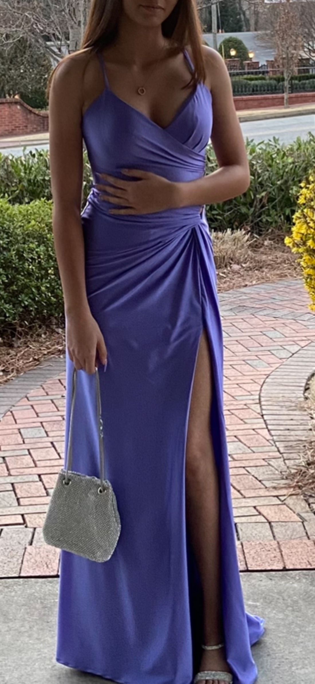 Size 2 Prom Purple Side Slit Dress on Queenly