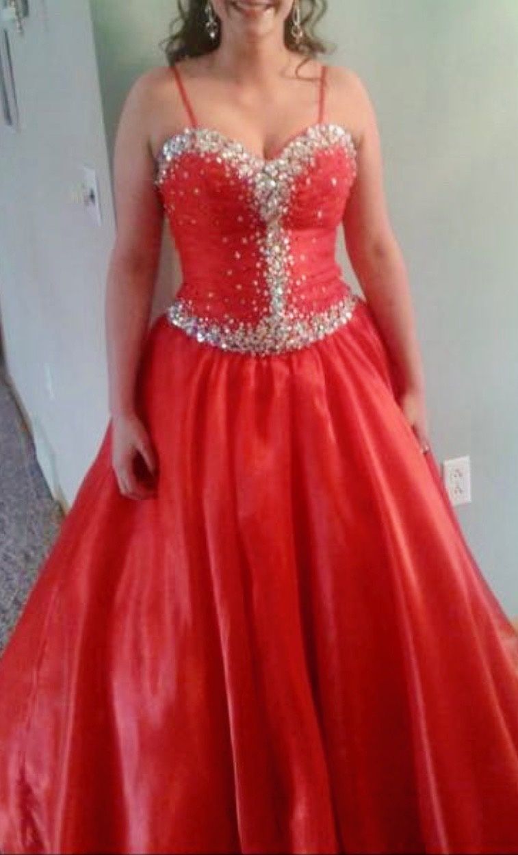 Tiffany Designs Size 8 Red Ball Gown on Queenly