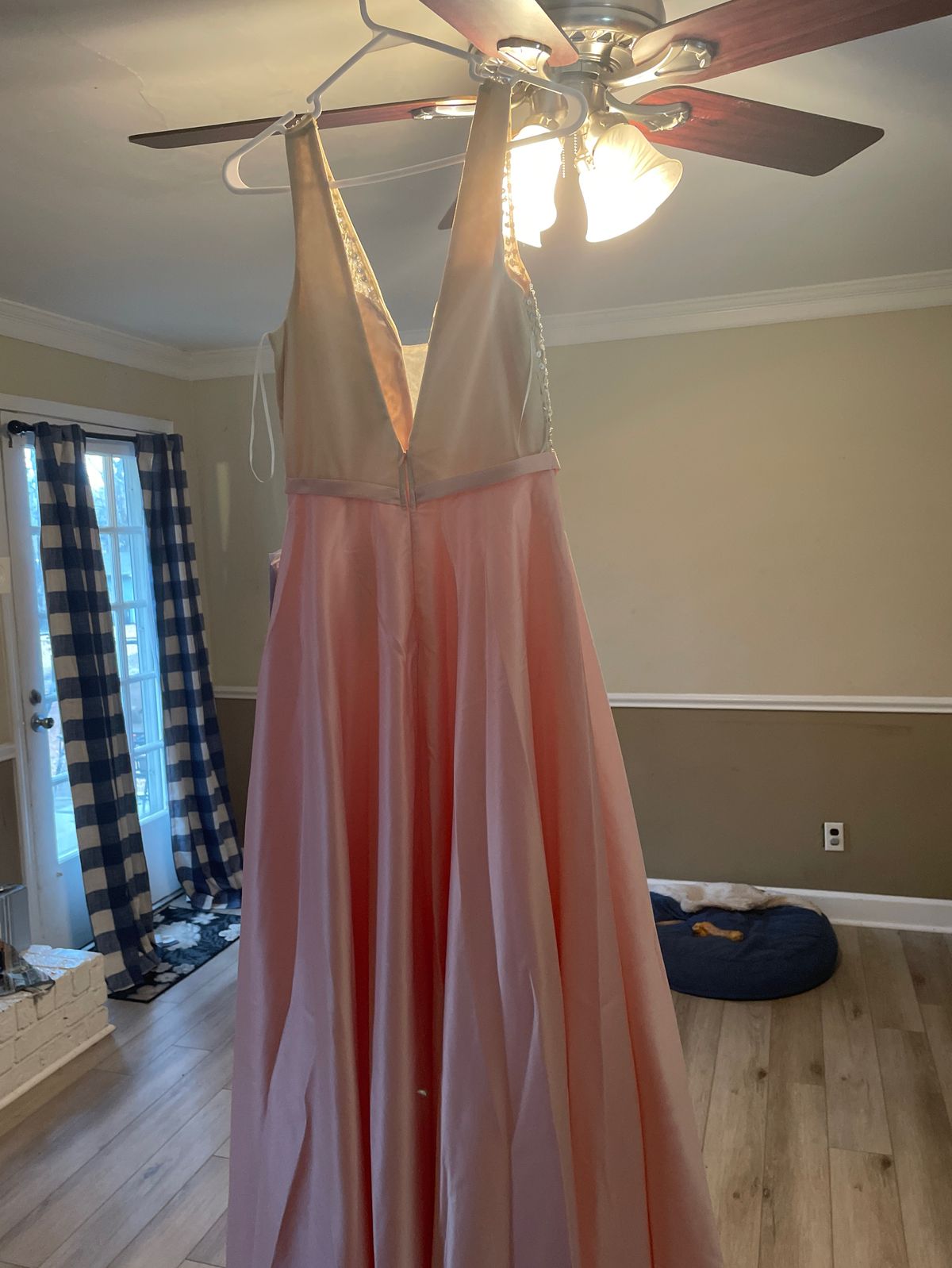 Size 12 Prom Nude A-line Dress on Queenly
