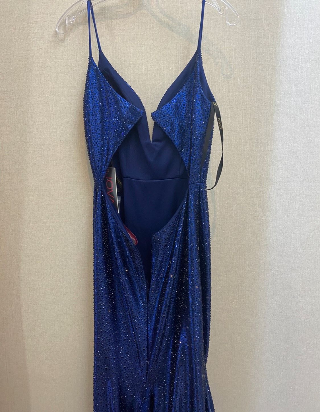Jovani Size 4 Bridesmaid Plunge Satin Royal Blue Mermaid Dress on Queenly
