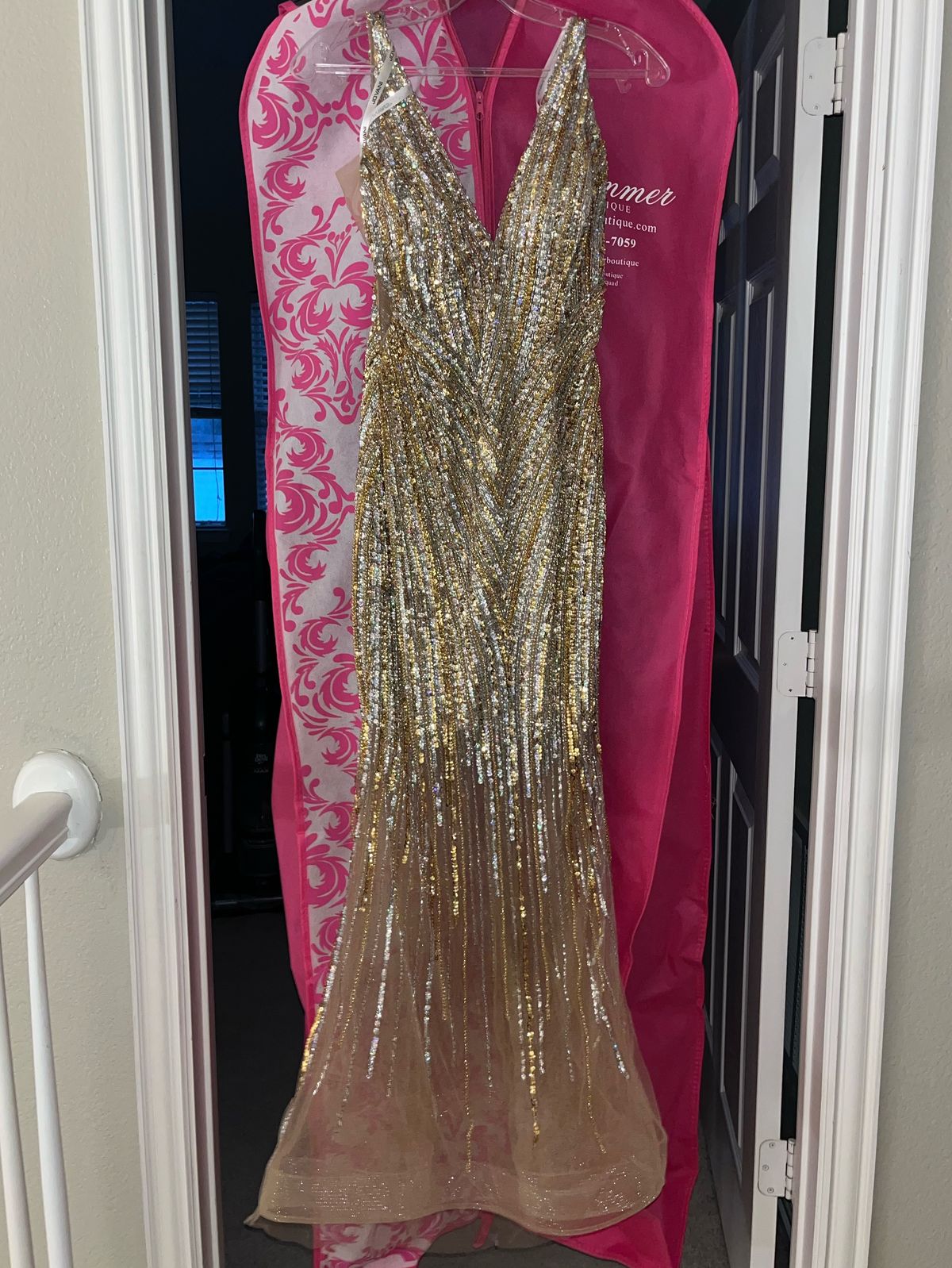 Jovani Size 2 Prom Gold Floor Length Maxi on Queenly