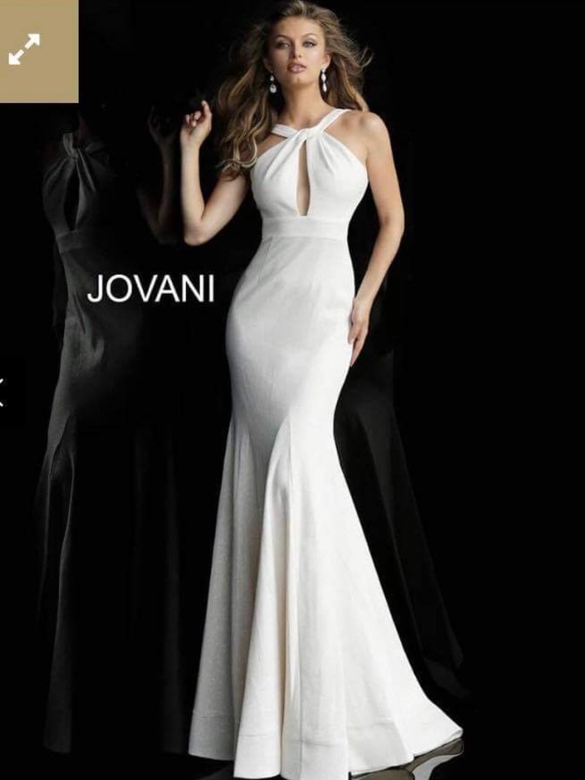 Jovani Size 6 Bridesmaid Halter Satin Nude Mermaid Dress on Queenly