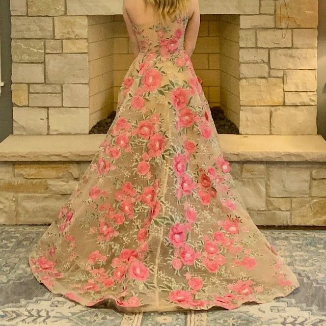 Sherri Hill Size 0 Prom One Shoulder Floral Light Pink Side Slit Dress on Queenly
