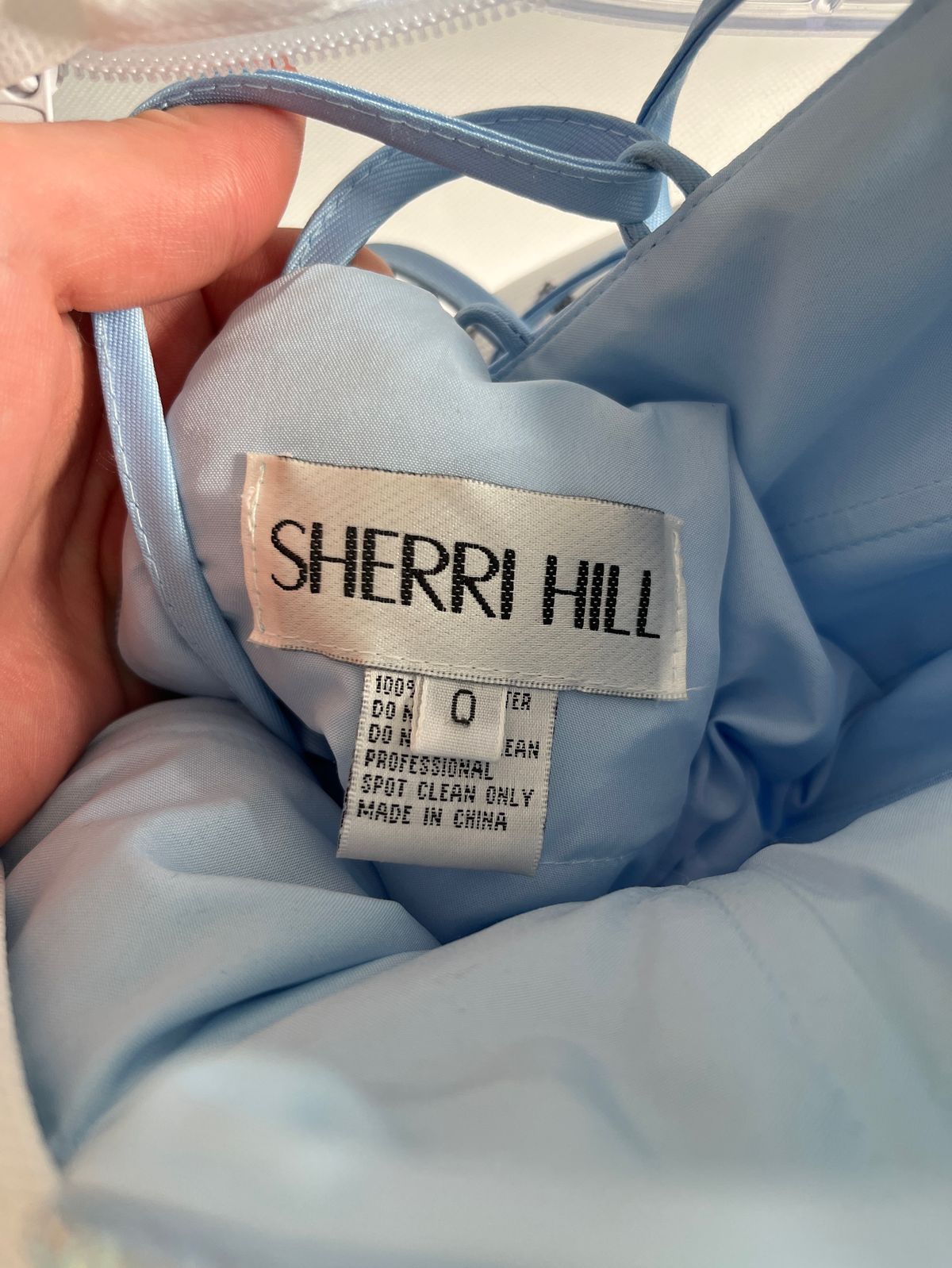 Sherri Hill Size XS Prom Plunge Sequined Light Blue Ball Gown on Queenly