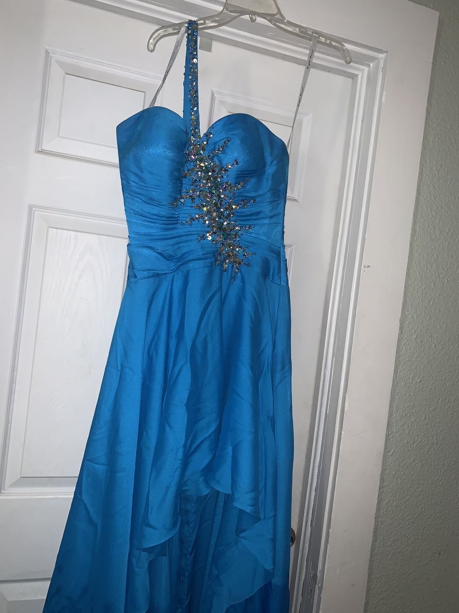 Size 8 Prom One Shoulder Light Blue Dress With Train on Queenly