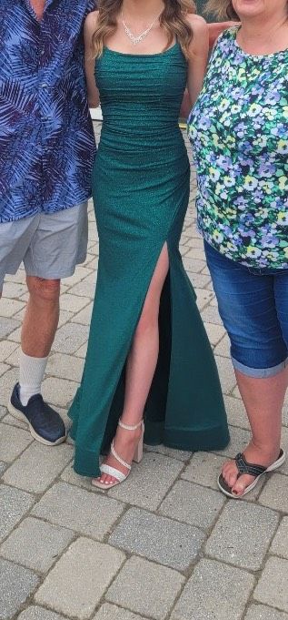 Size 00 Prom Green Side Slit Dress on Queenly