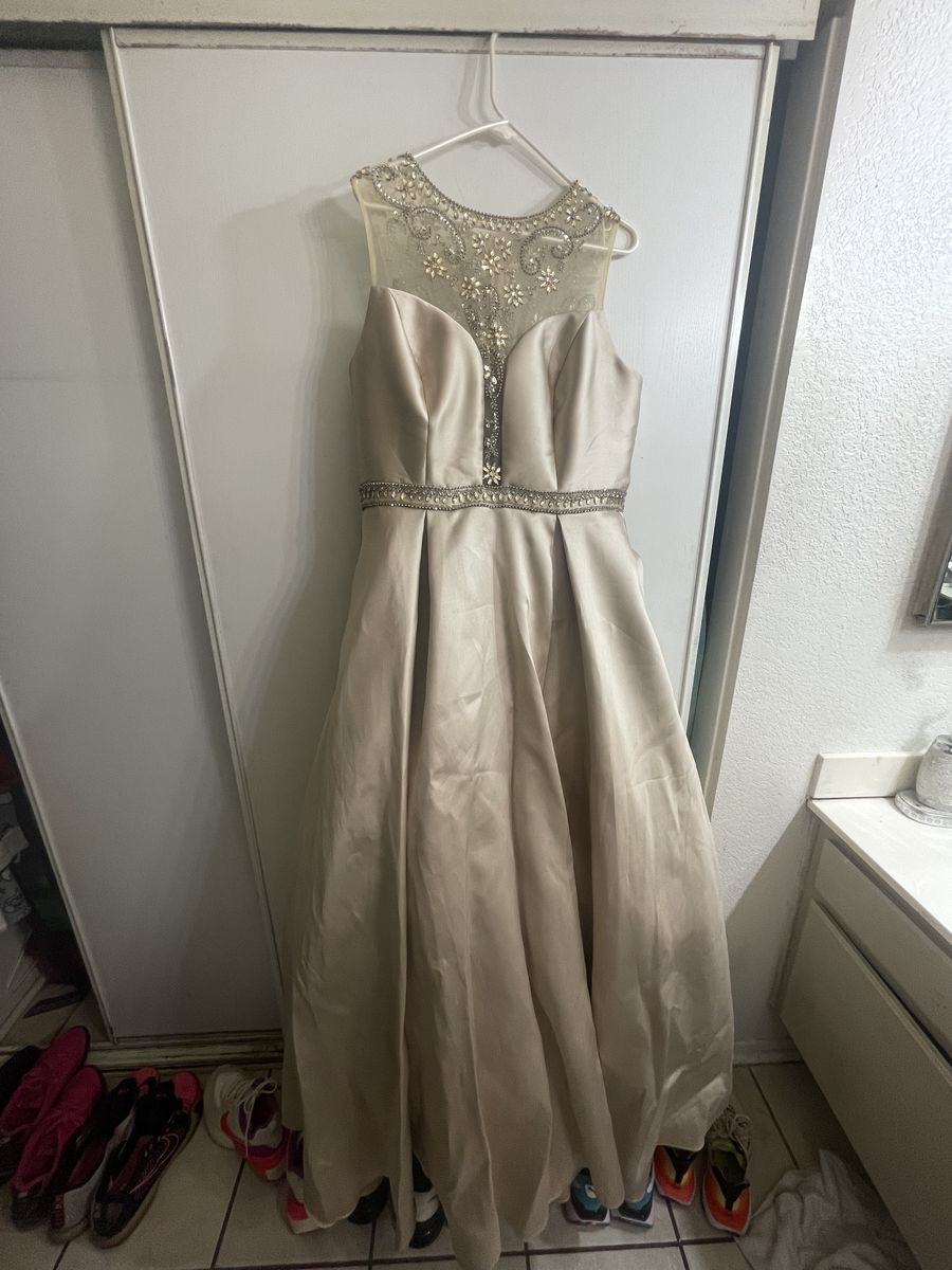 Camille La Vie Plus Size 16 Prom Gold Ball Gown on Queenly