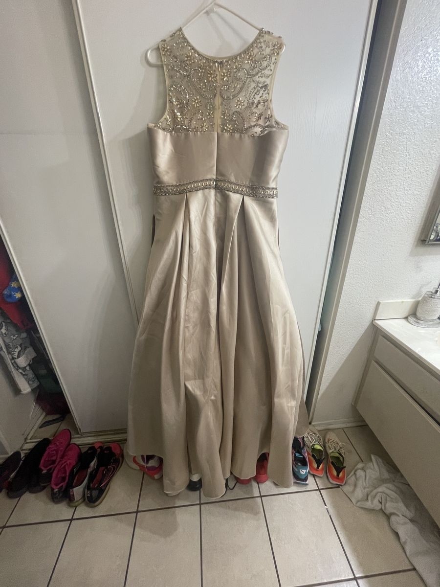 Camille La Vie Plus Size 16 Prom Gold Ball Gown on Queenly