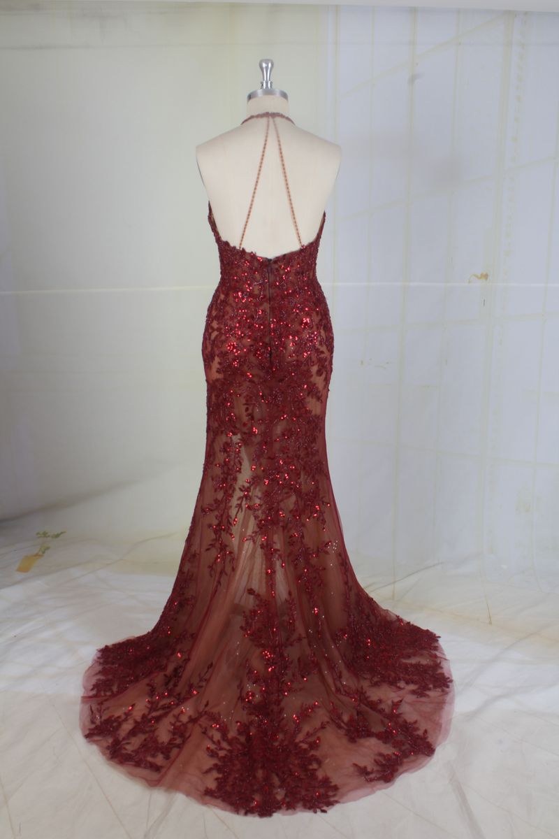 Style #95167 sequin beaded formal evening gown Darius Cordell Size 6 Prom Sequined Red Side Slit Dress on Queenly