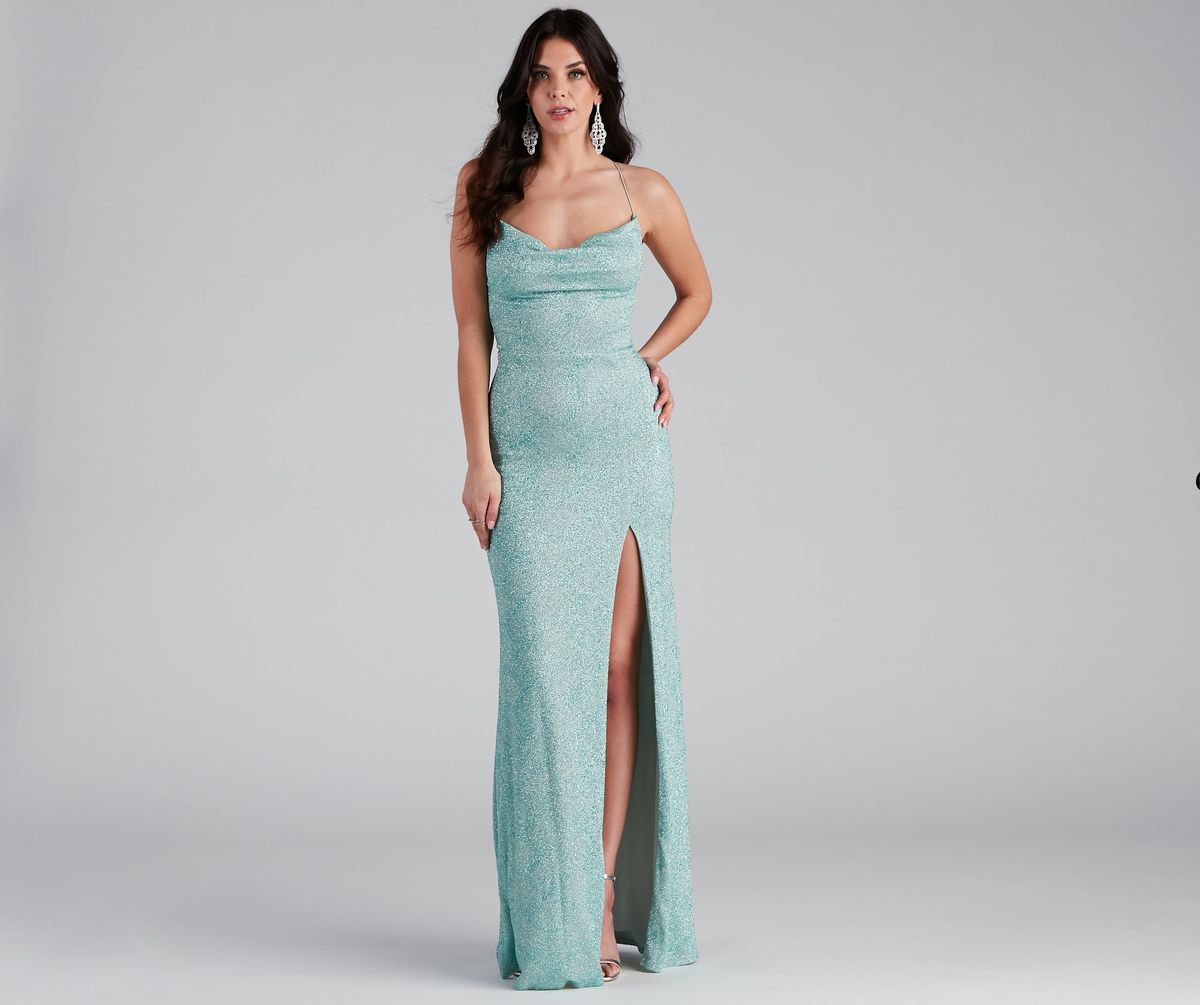 Style 05002-2261 Windsor Size L Prom Green Side Slit Dress on Queenly