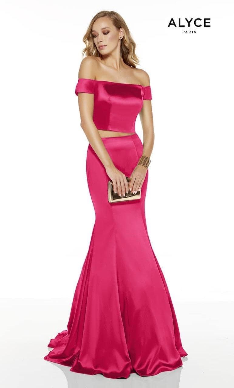 Alyce Paris Size 00 Prom Strapless Satin Hot Pink Mermaid Dress on Queenly