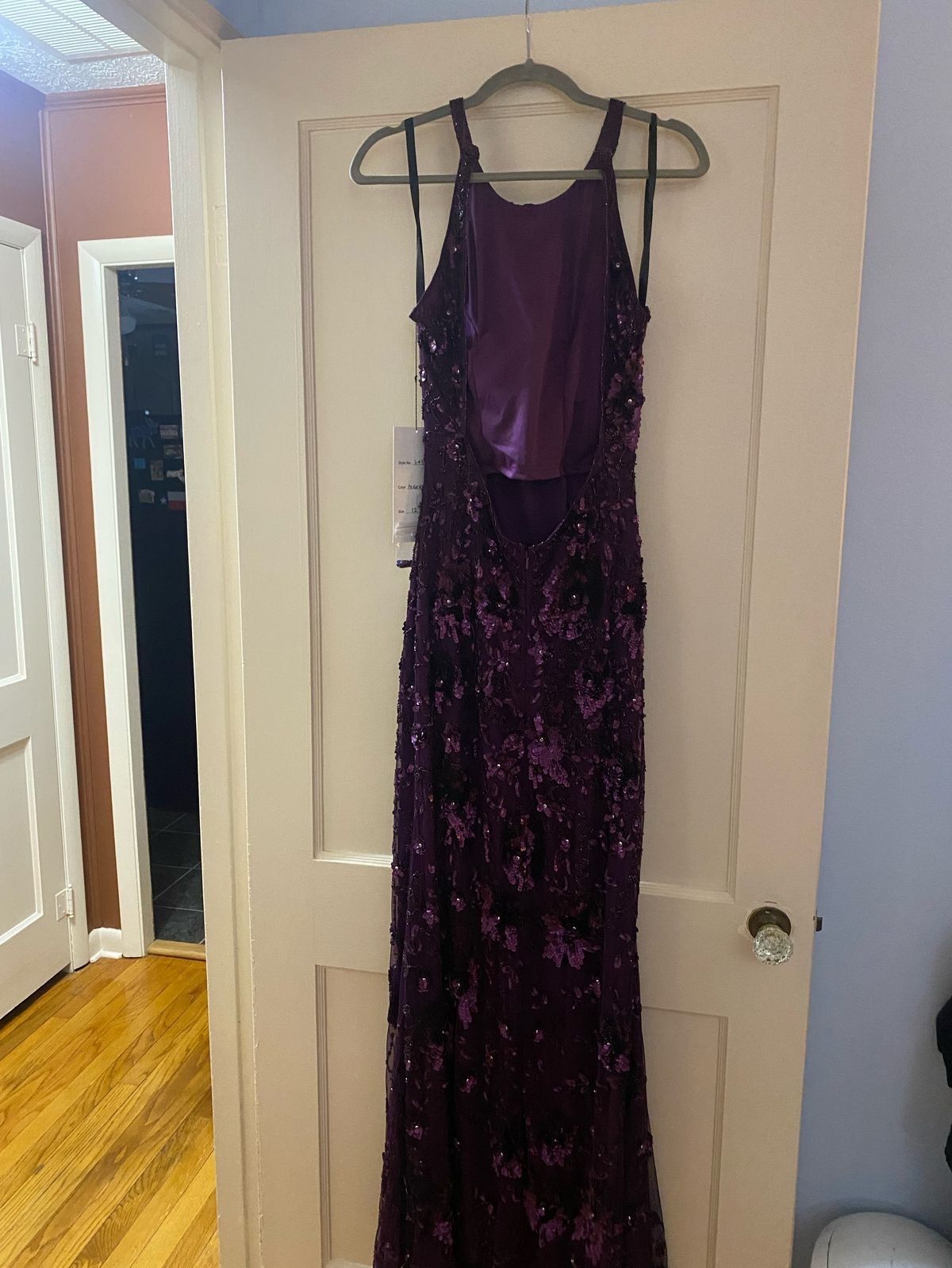 Primavera Size 12 Halter Floral Purple Side Slit Dress on Queenly