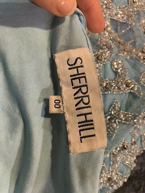Sherri Hill Size 00 Homecoming High Neck Sequined Light Blue Cocktail Dress on Queenly