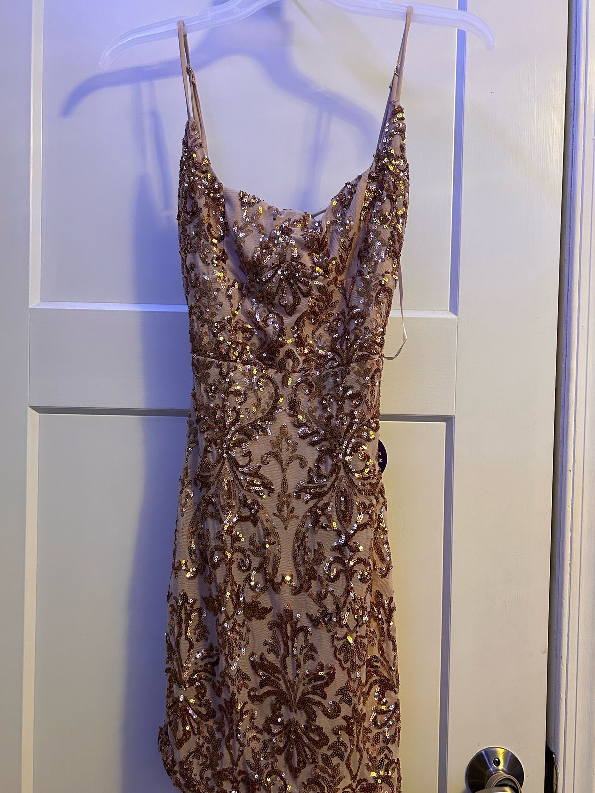 Windsor Size S Homecoming Satin Gold Cocktail Dress on Queenly