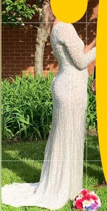Style 54394 Sherri Hill Size 2 Prom One Shoulder Sequined White Floor Length Maxi on Queenly