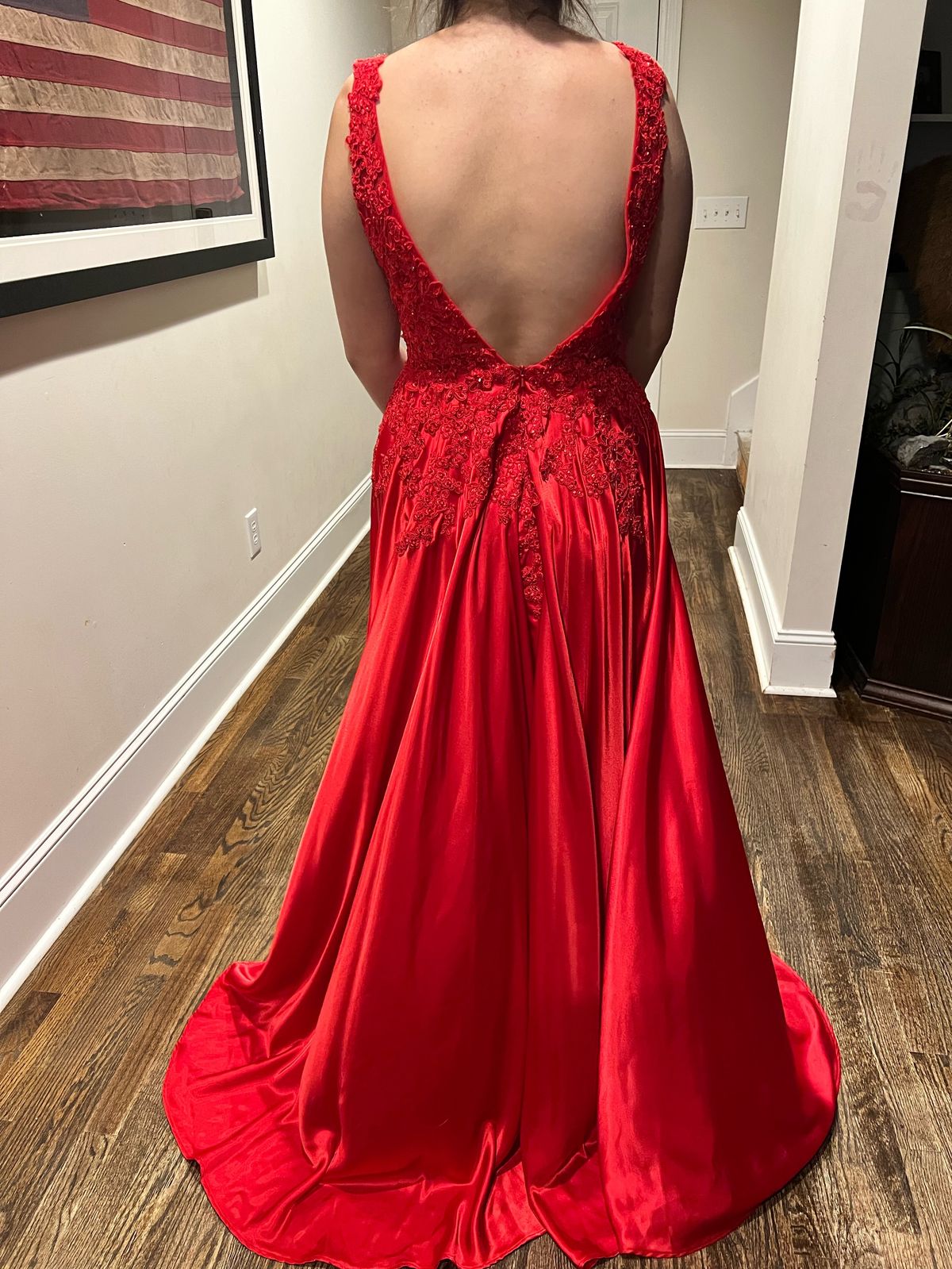 Sherri Hill Size 8 Prom Plunge Red Floor Length Maxi on Queenly