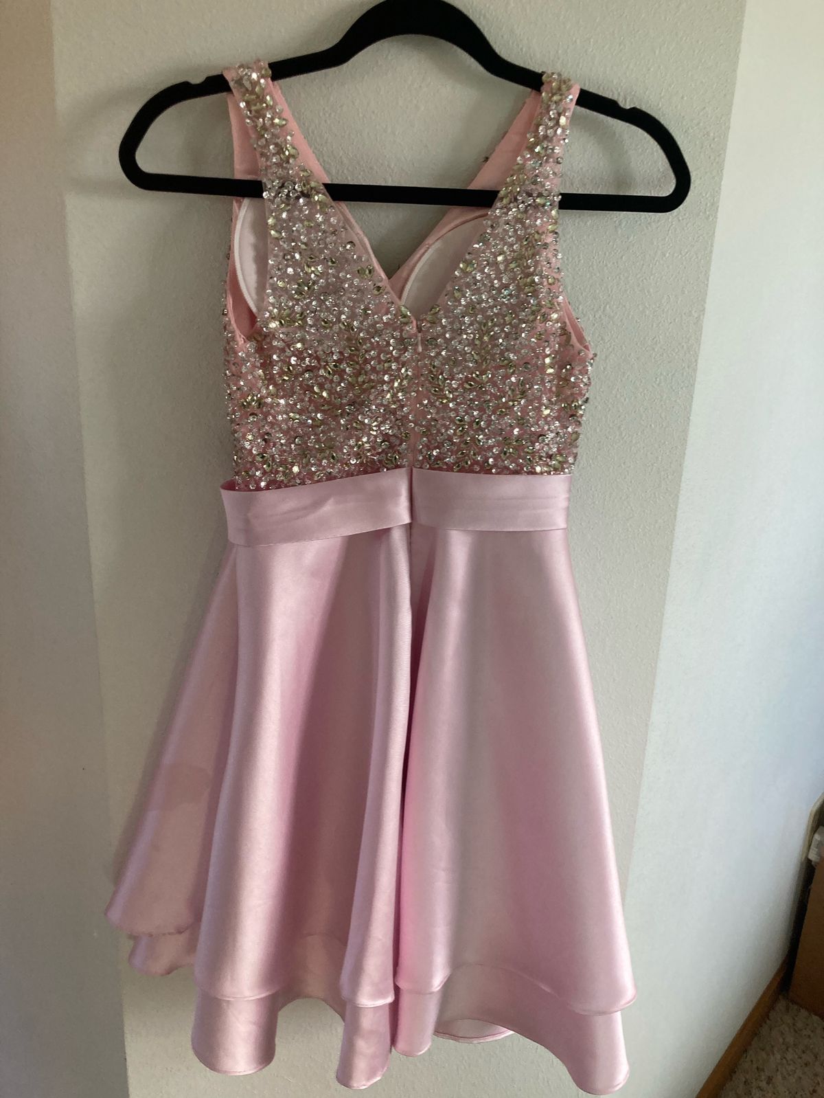 Jovani Size 2 Prom Plunge Satin Light Pink A-line Dress on Queenly