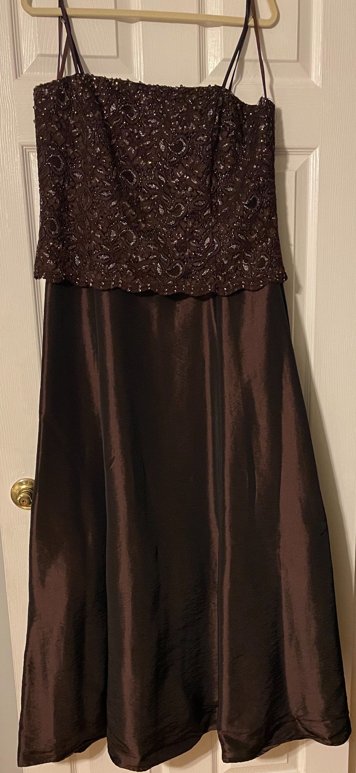Plus Size 16 Prom Brown A-line Dress on Queenly