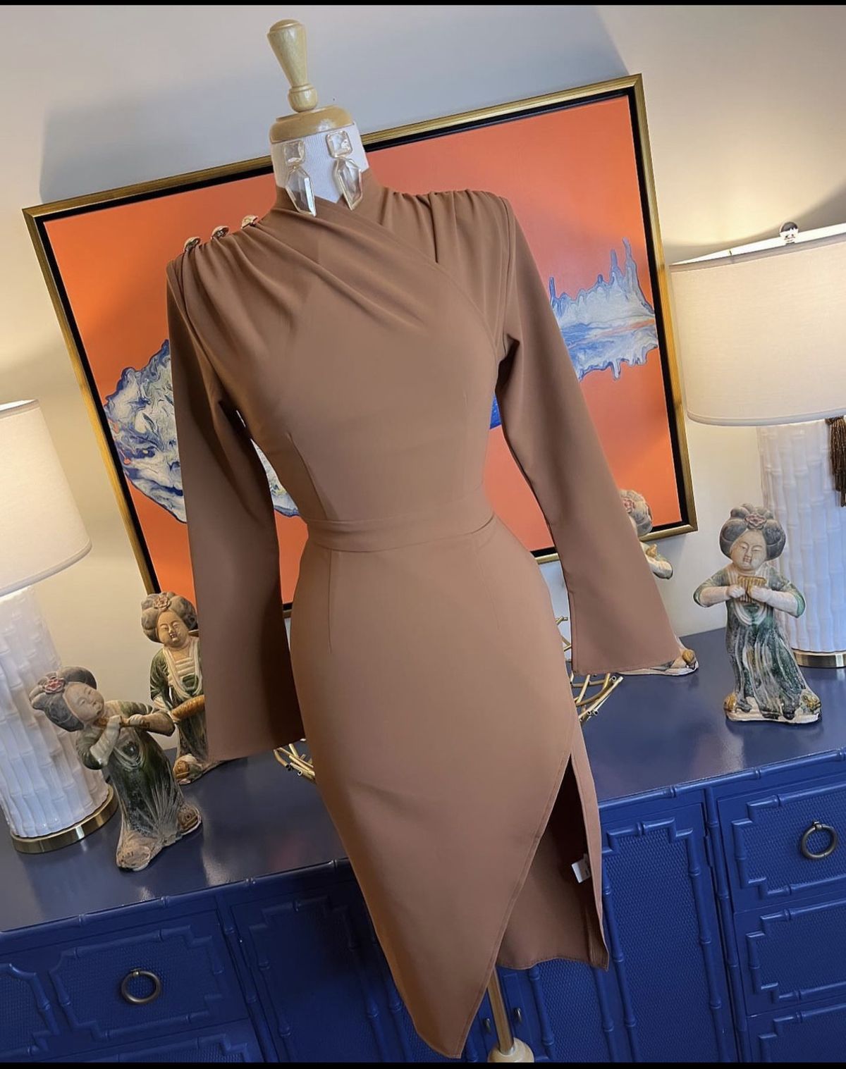 Size L Pageant Brown A-line Dress on Queenly