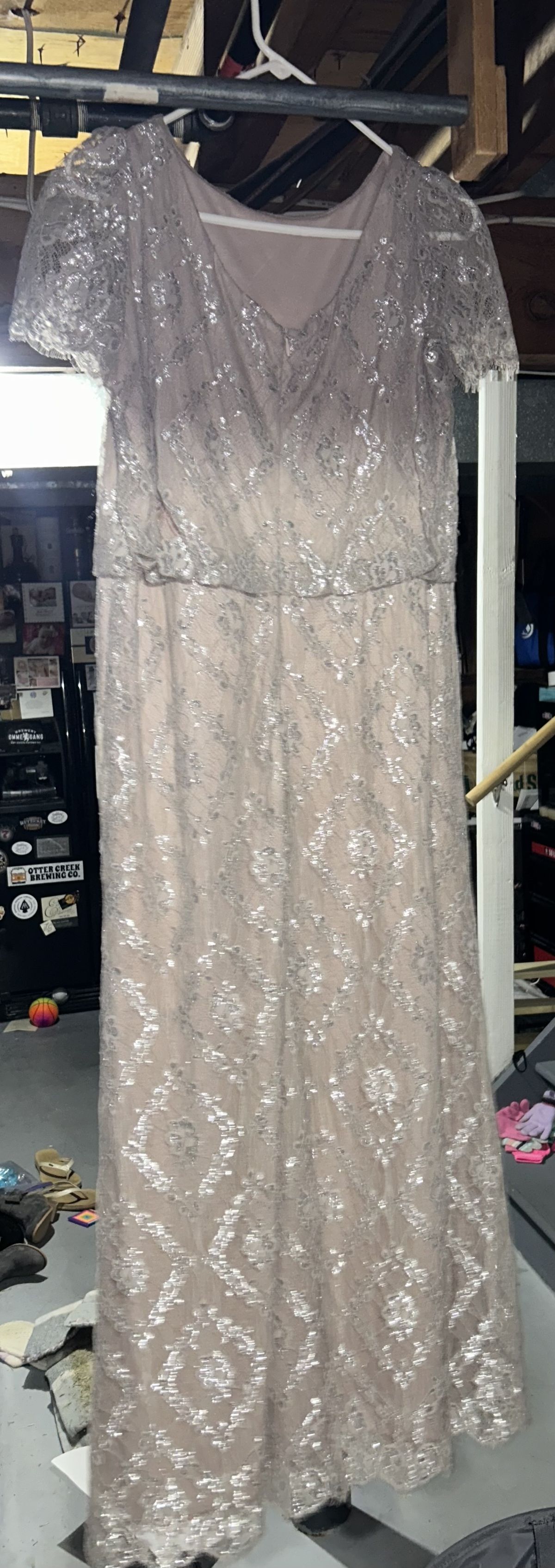 Size 14 Nude Floor Length Maxi on Queenly