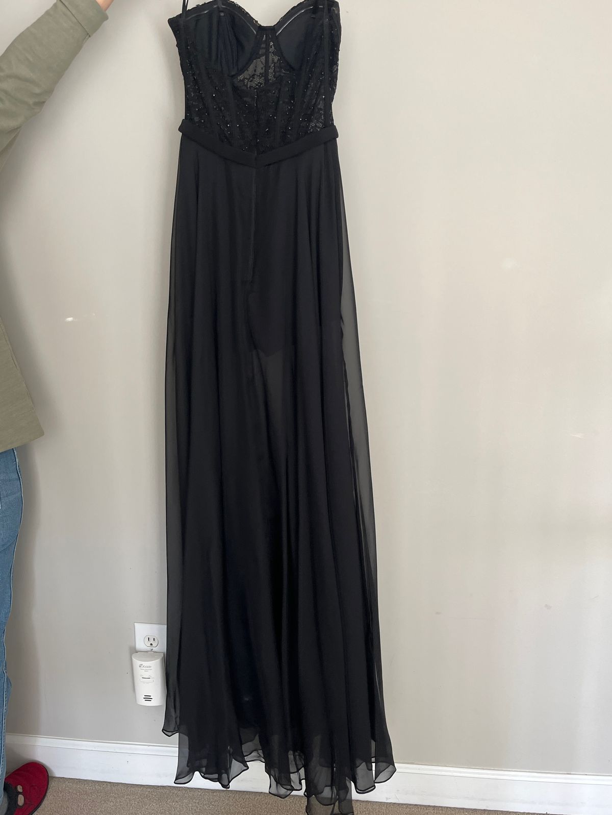 La Femme Size 0 Prom Strapless Sheer Black Floor Length Maxi on Queenly