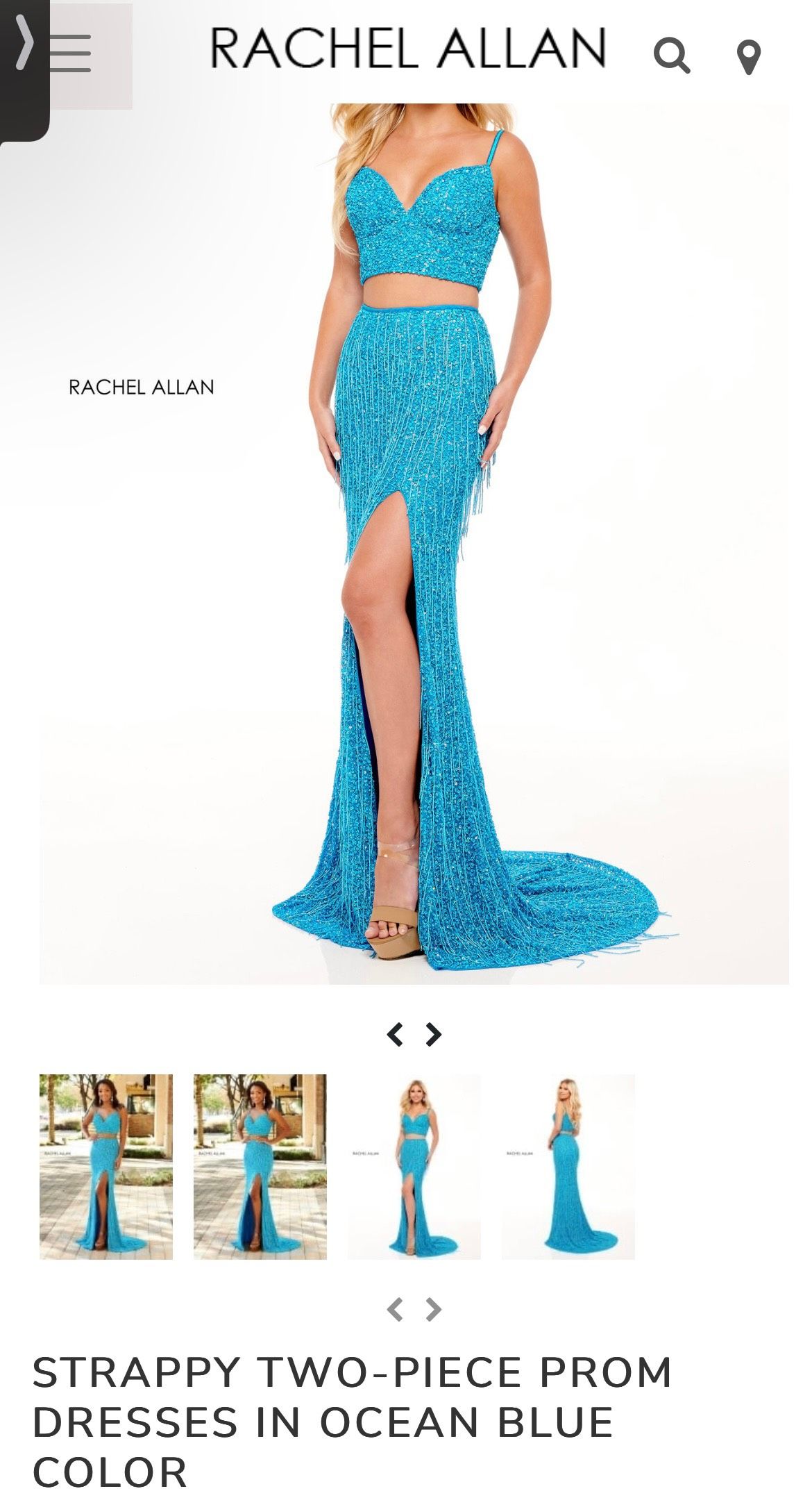 Rachel Allan Size 4 Prom Sequined Blue Side Slit Dress on Queenly