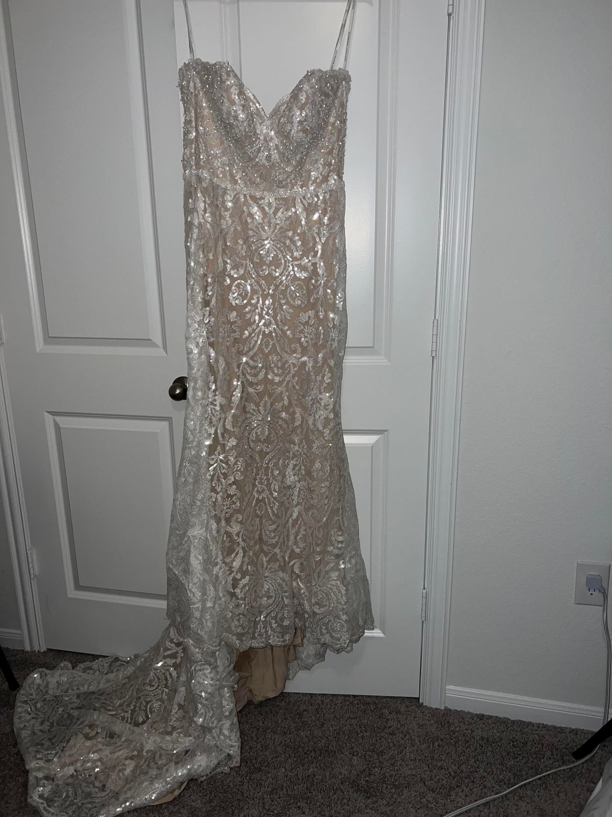 Jasmine Bridal Size 12 Strapless Lace White Mermaid Dress on Queenly