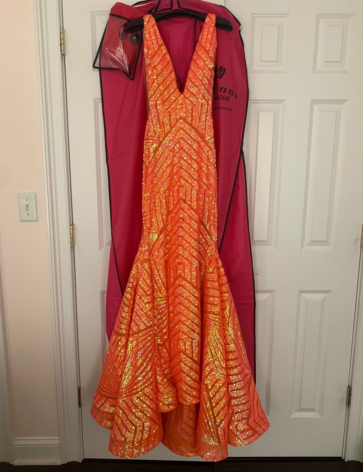 Jovani Size 0 Prom Orange Mermaid Dress on Queenly