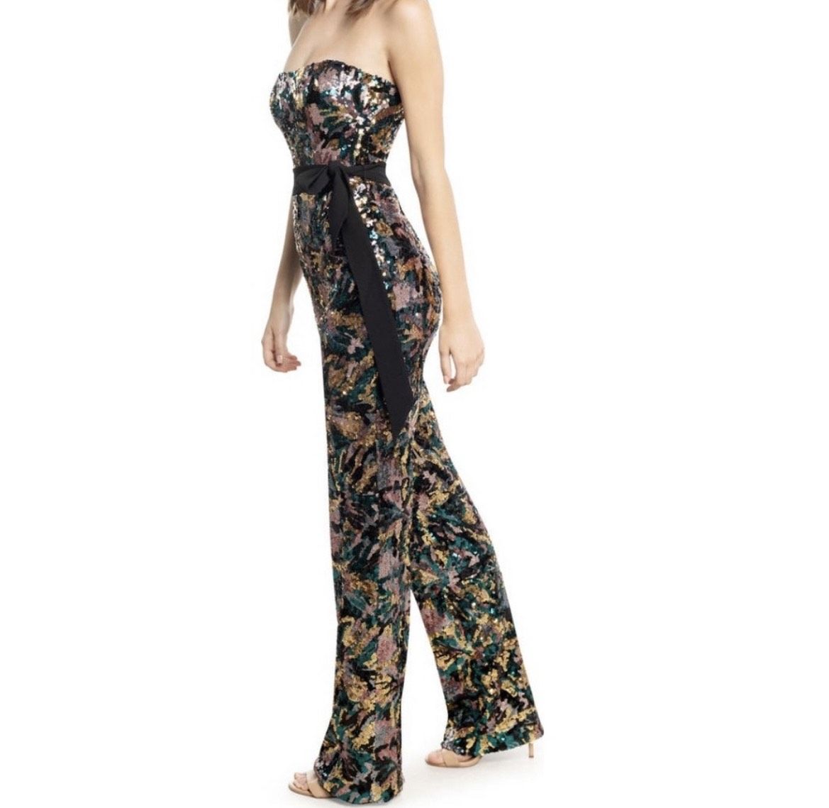 Dress The Population Size 10 Strapless Multicolor Formal Jumpsuit on Queenly