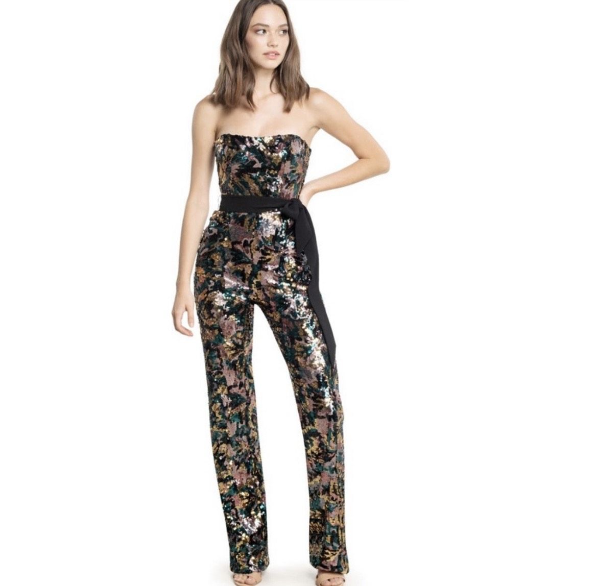 Dress The Population Size 10 Strapless Multicolor Formal Jumpsuit on Queenly