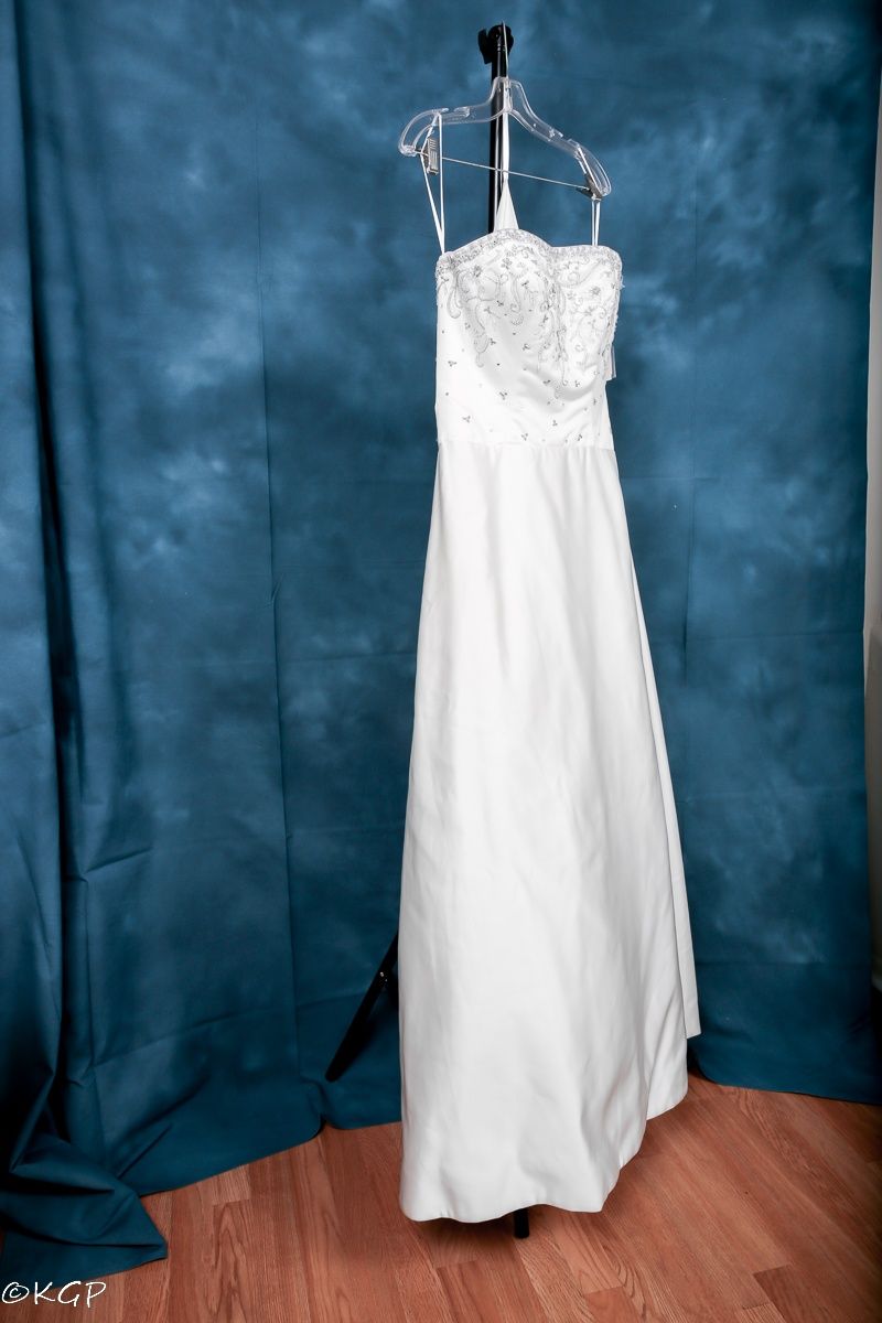 Style 8158ALL Designer ALL Size 12 Strapless Sequined White Dress With Train on Queenly