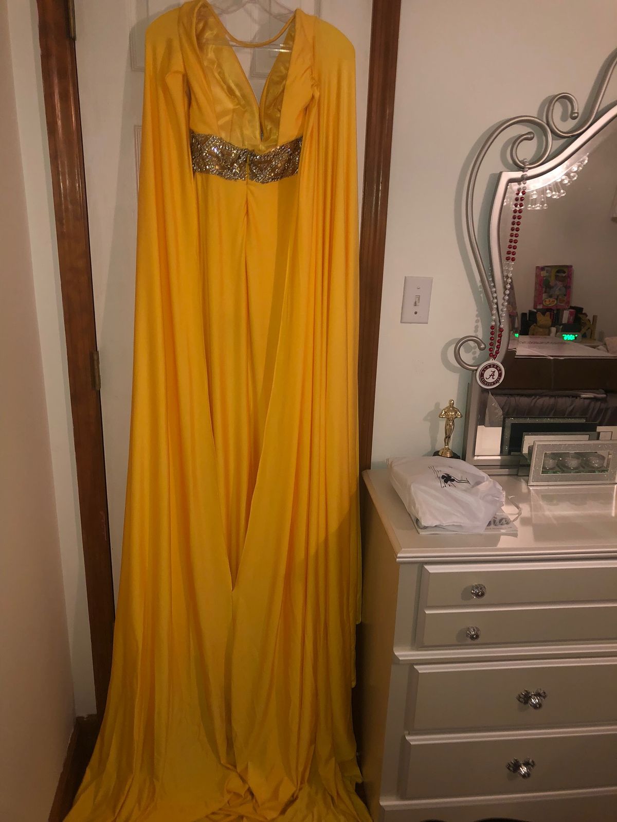 Mac Duggal Size 2 Pageant Yellow Dress With Train on Queenly