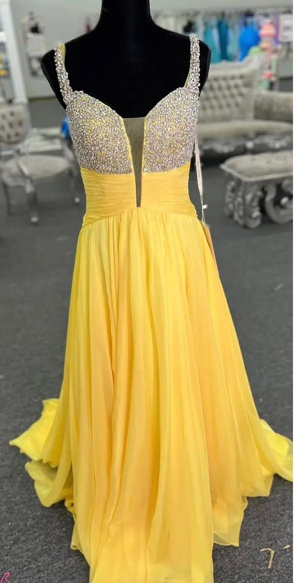 Rachel Allan Size 6 Prom Yellow A-line Dress on Queenly