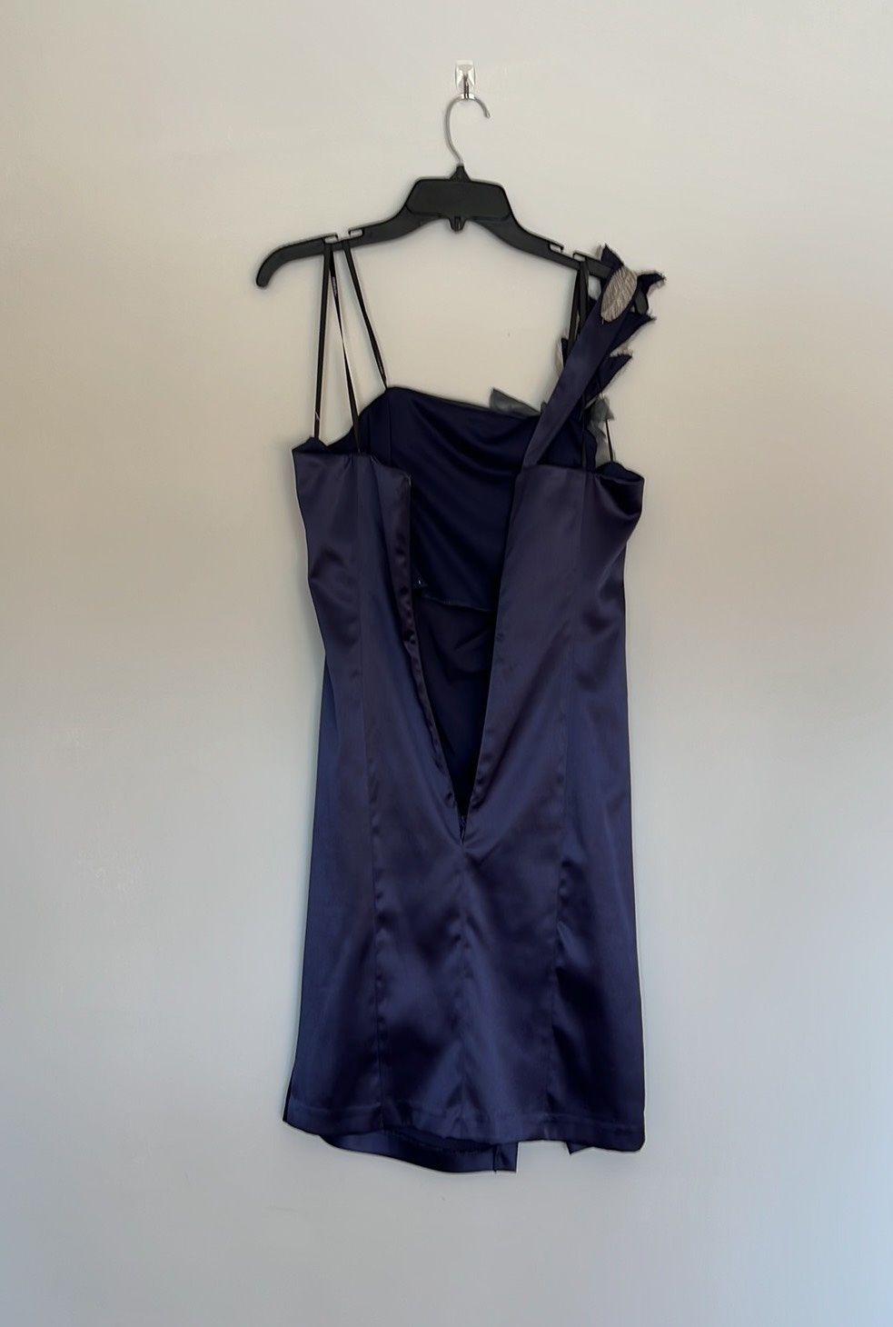 Faviana Size 8 Homecoming One Shoulder Navy Blue Cocktail Dress on Queenly