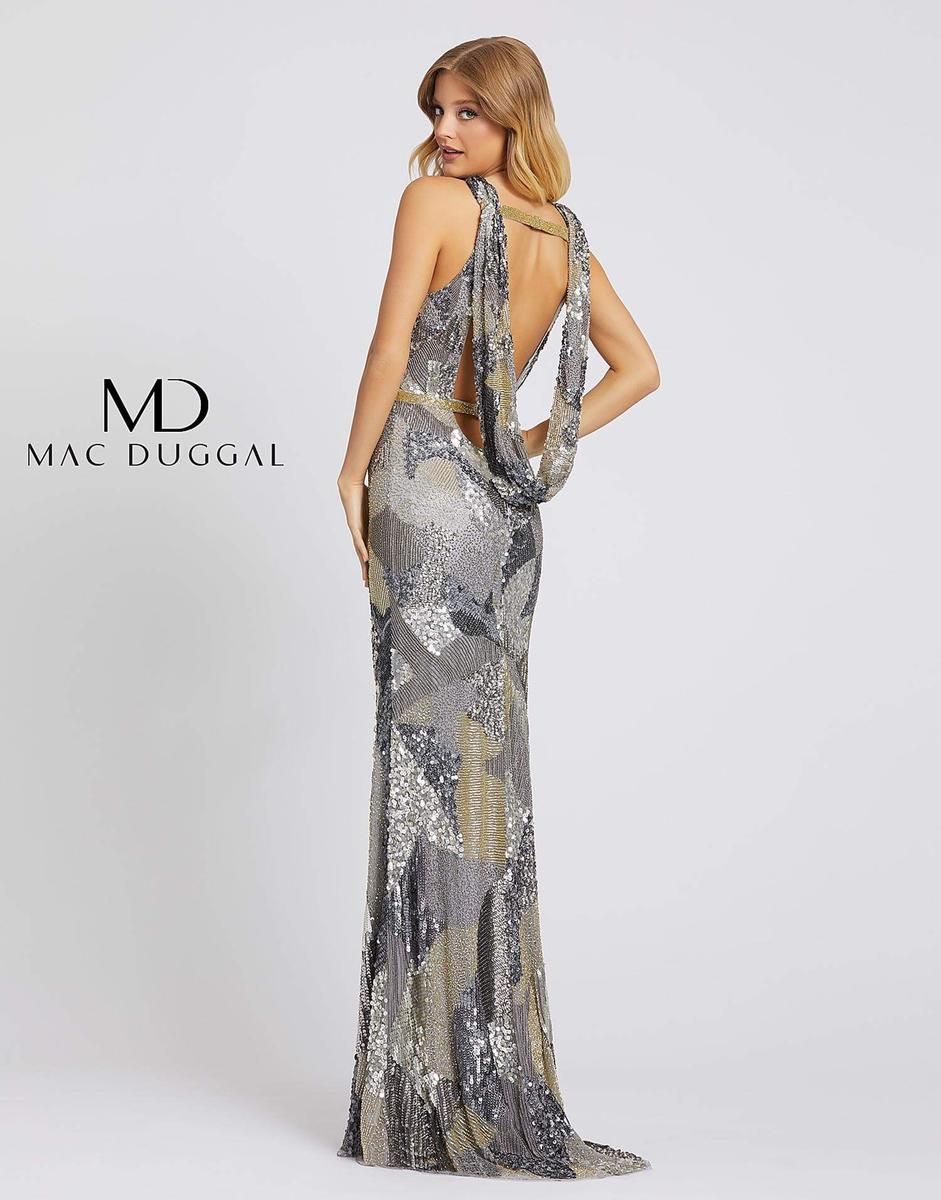 Style 5082A Mac Duggal Size 12 Prom Silver Floor Length Maxi on Queenly