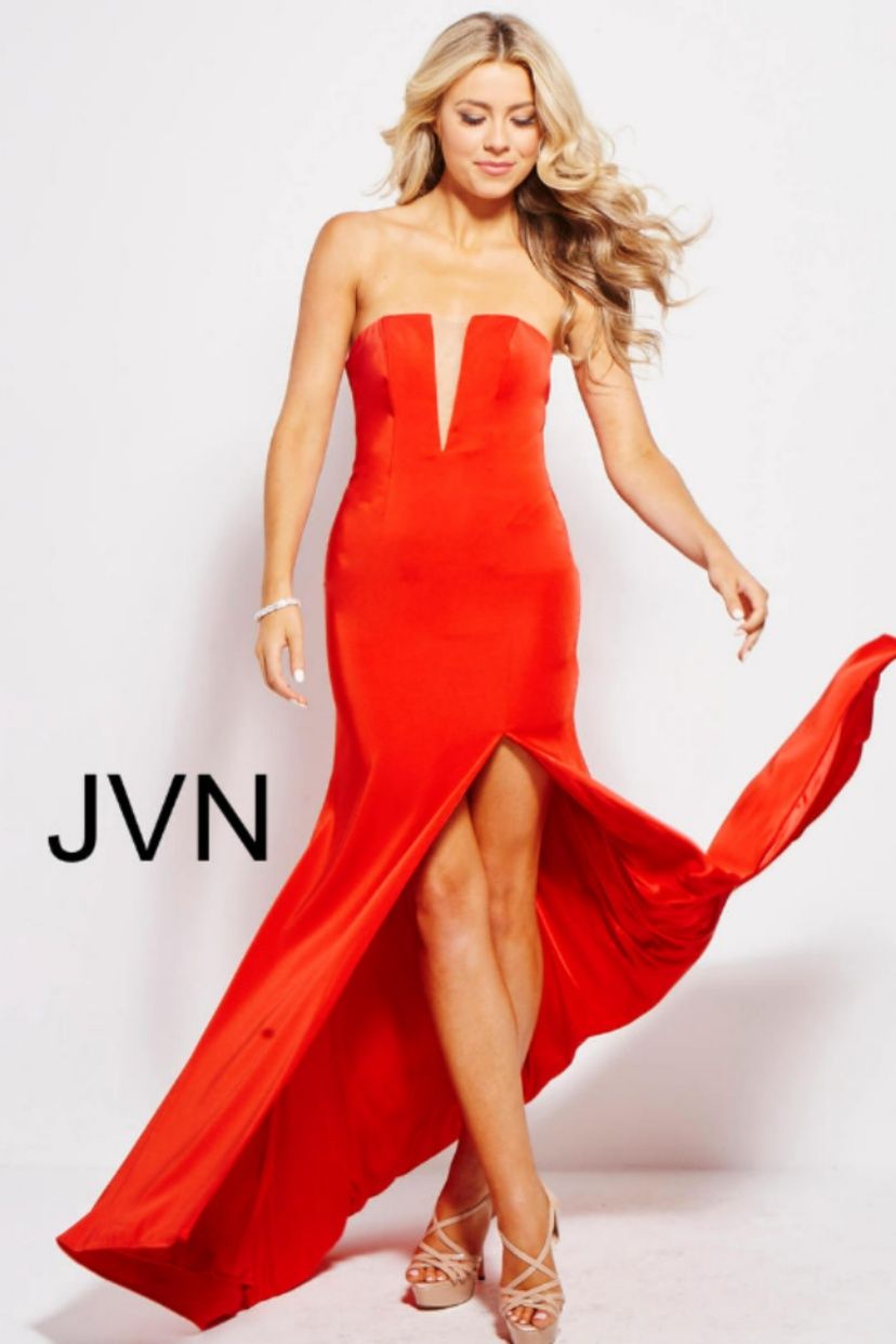 Style JVN49580 Jvn Size 6 Red Side Slit Dress on Queenly