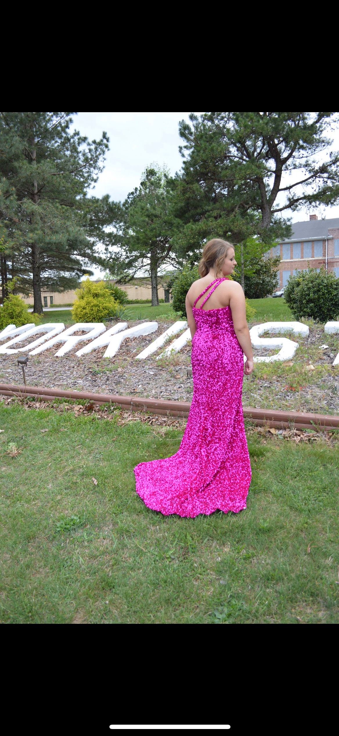 sophia thomas Plus Size 16 Prom Pink Mermaid Dress on Queenly
