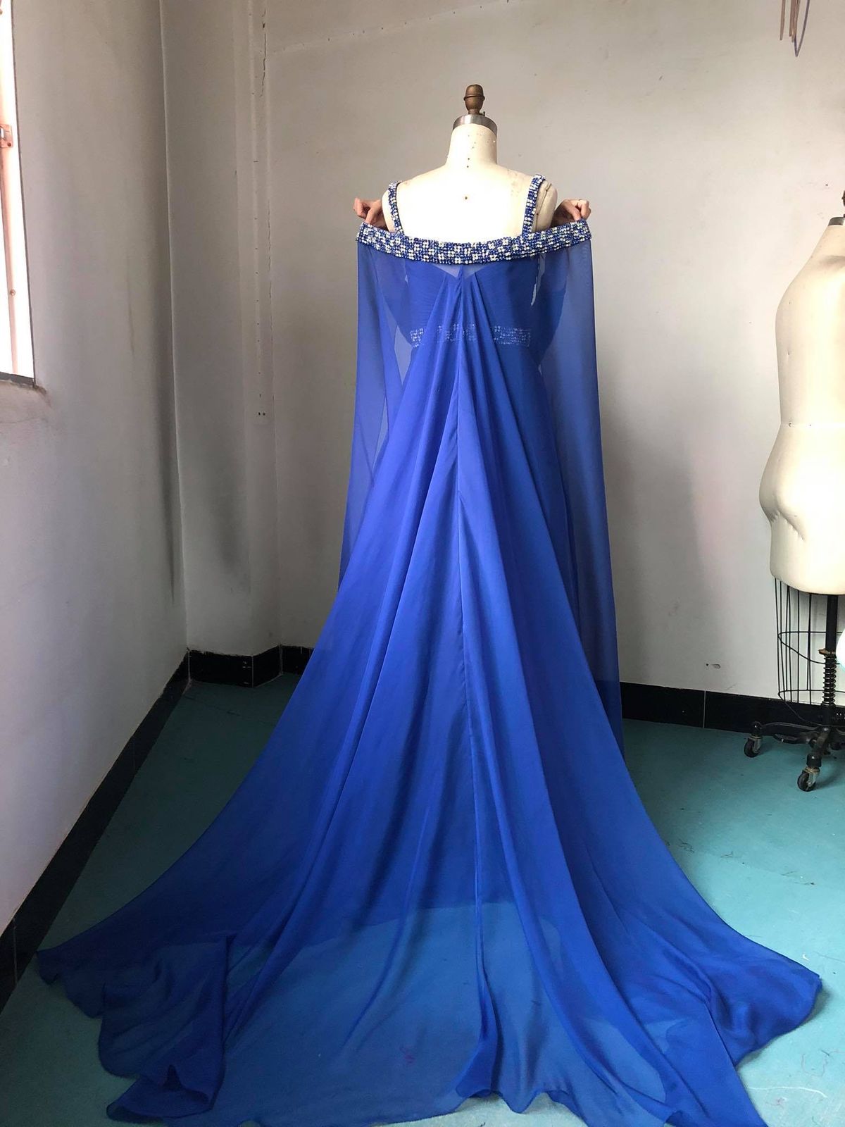 Custom Size 6 Blue A-line Dress on Queenly
