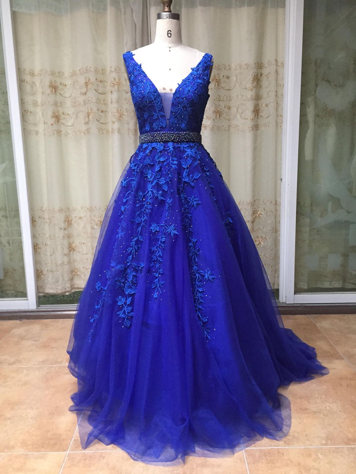 Custom Size 4 Pageant Blue Ball Gown on Queenly